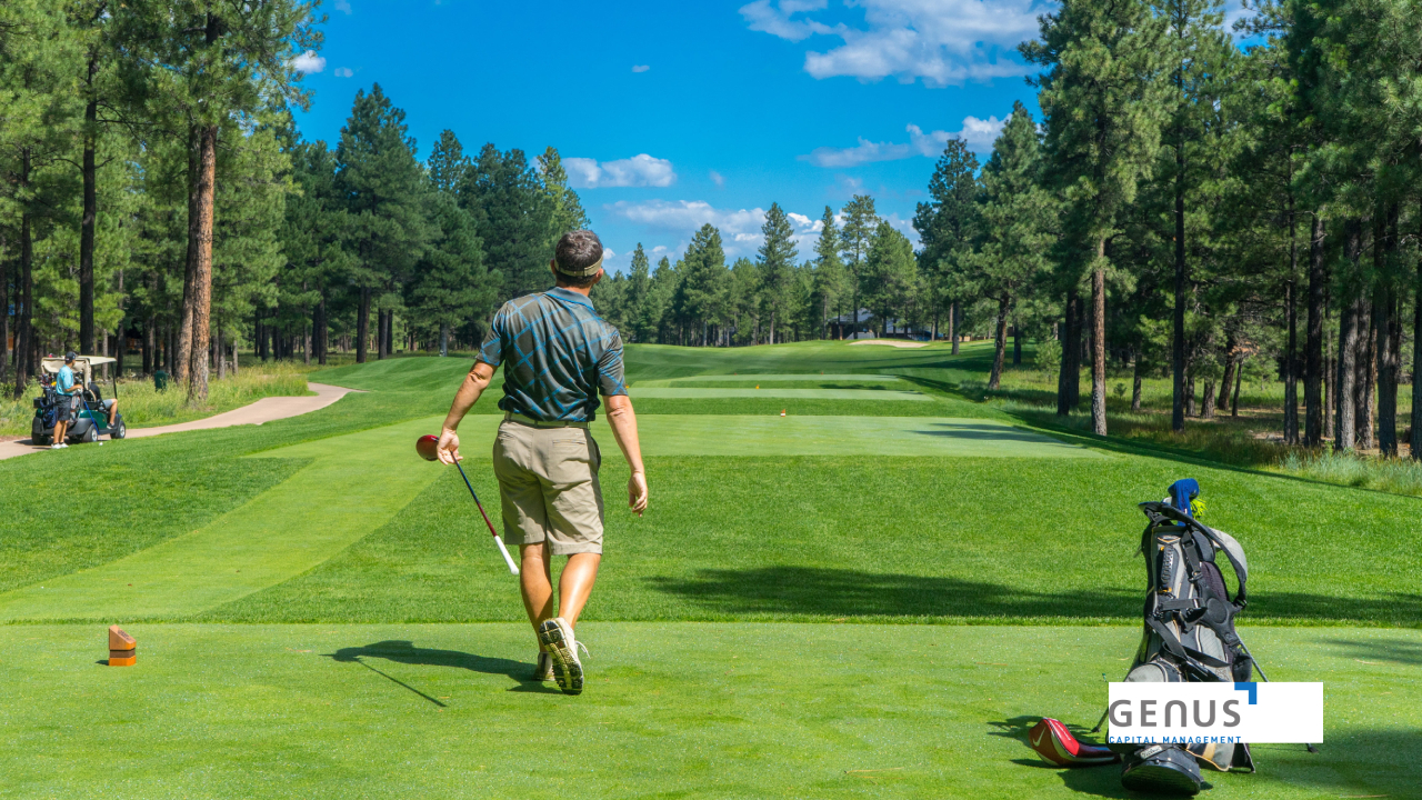 Two questions to get you started in choosing a wealth management firm - image of a guy golfing in a green field