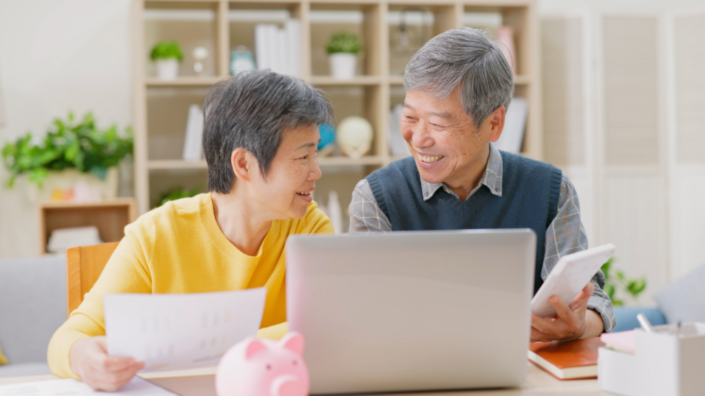 Couple in their 60s doing their retirement planning
